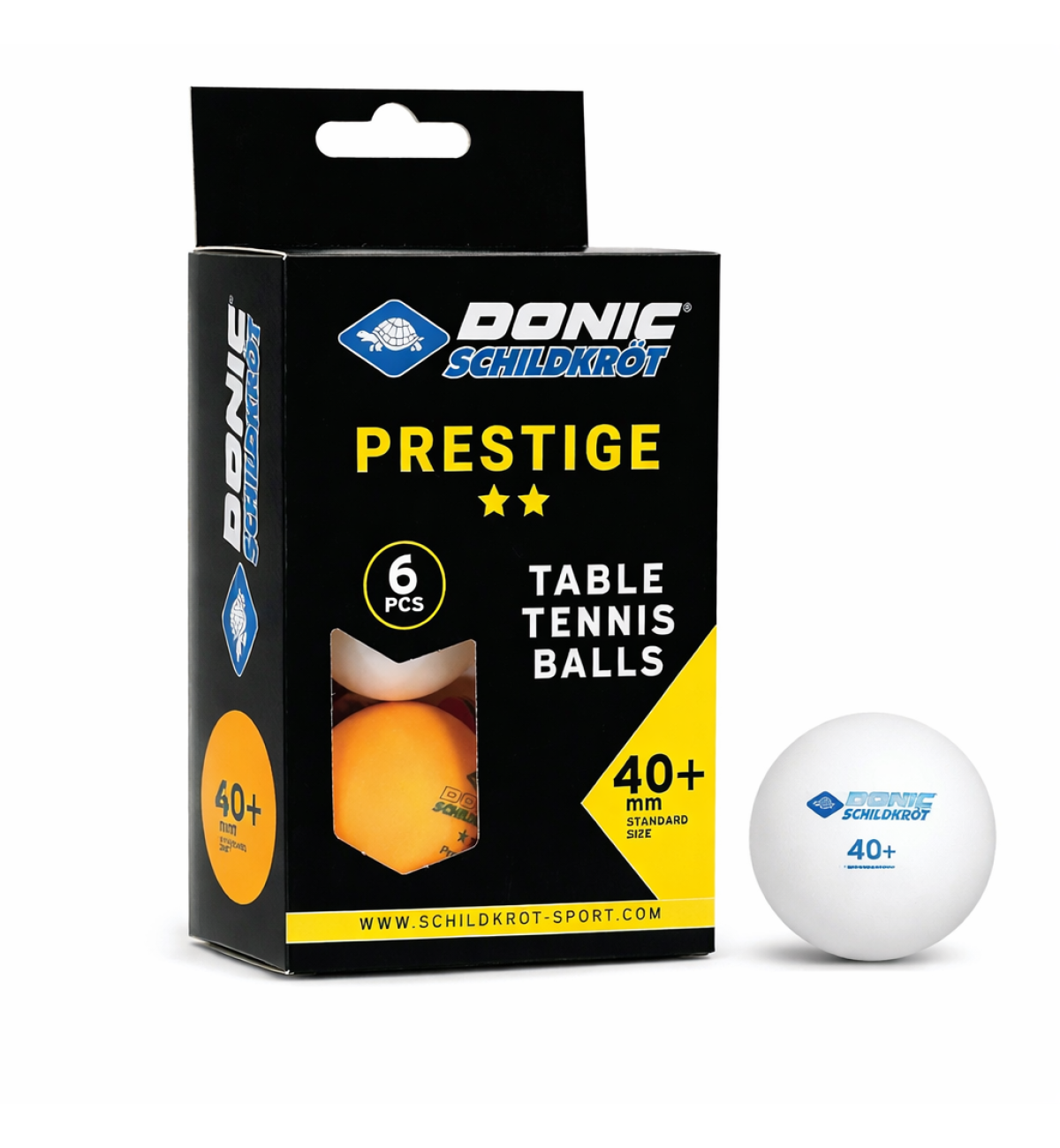 М'ячі Donic Prestige 2* 40+ 6шт white+orange