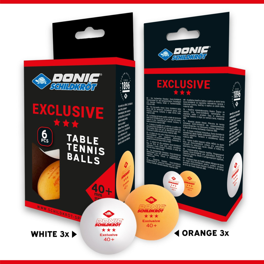 Мячи Donic EXCLUSIVE 3* 40+ 6шт white+orange купить Мячи Donic EXCLUSIVE 3* 40+ 6шт white+orange купить