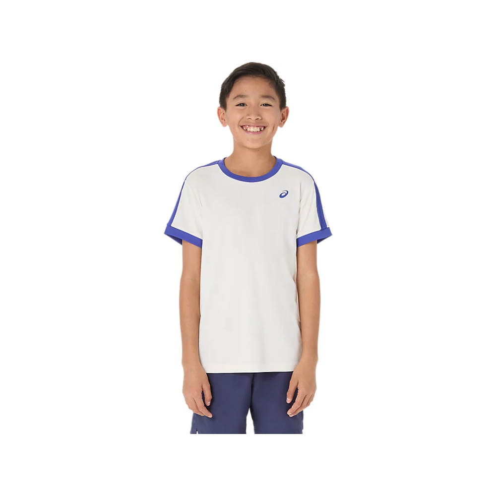 Футболка Asics BOYS TENNIS SS TOP CREAM/DARK COBALT 2044A044-100 Футболка Asics BOYS TENNIS SS TOP CREAM/DARK COBALT 2044A044-100