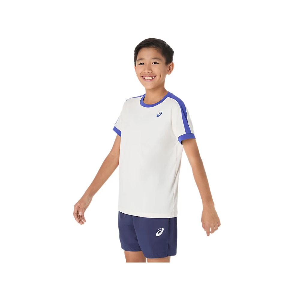 Футболка Asics BOYS TENNIS SS TOP CREAM/DARK COBALT 2044A044-100 Футболка Asics BOYS TENNIS SS TOP CREAM/DARK COBALT 2044A044-100