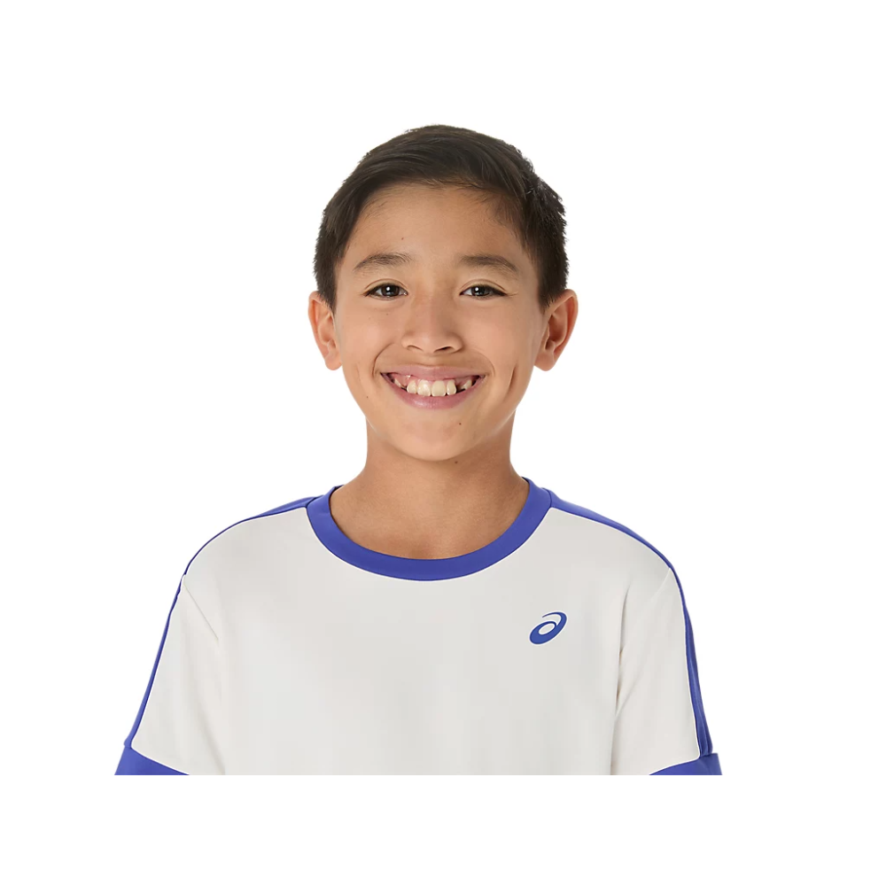 Футболка Asics BOYS TENNIS SS TOP CREAM/DARK COBALT 2044A044-100 Футболка Asics BOYS TENNIS SS TOP CREAM/DARK COBALT 2044A044-100