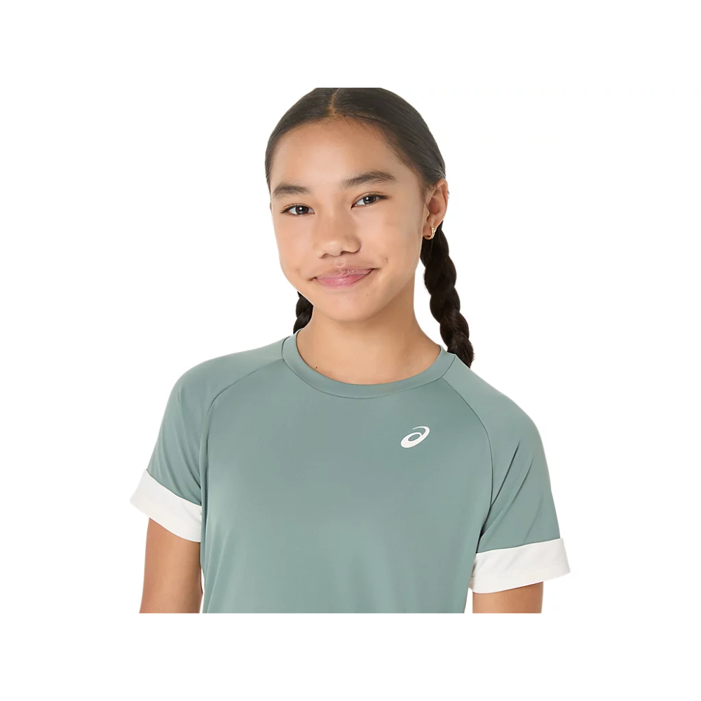 Футболка детская Asics GIRLS TENNIS SS TOP MONUMENT BLUE/CREAM 2044A045-400 Футболка детская Asics GIRLS TENNIS SS TOP MONUMENT BLUE/CREAM 2044A045-400