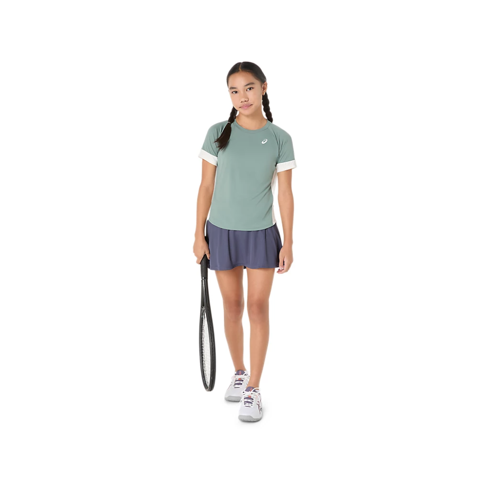 Футболка детская Asics GIRLS TENNIS SS TOP MONUMENT BLUE/CREAM 2044A045-400 Футболка детская Asics GIRLS TENNIS SS TOP MONUMENT BLUE/CREAM 2044A045-400
