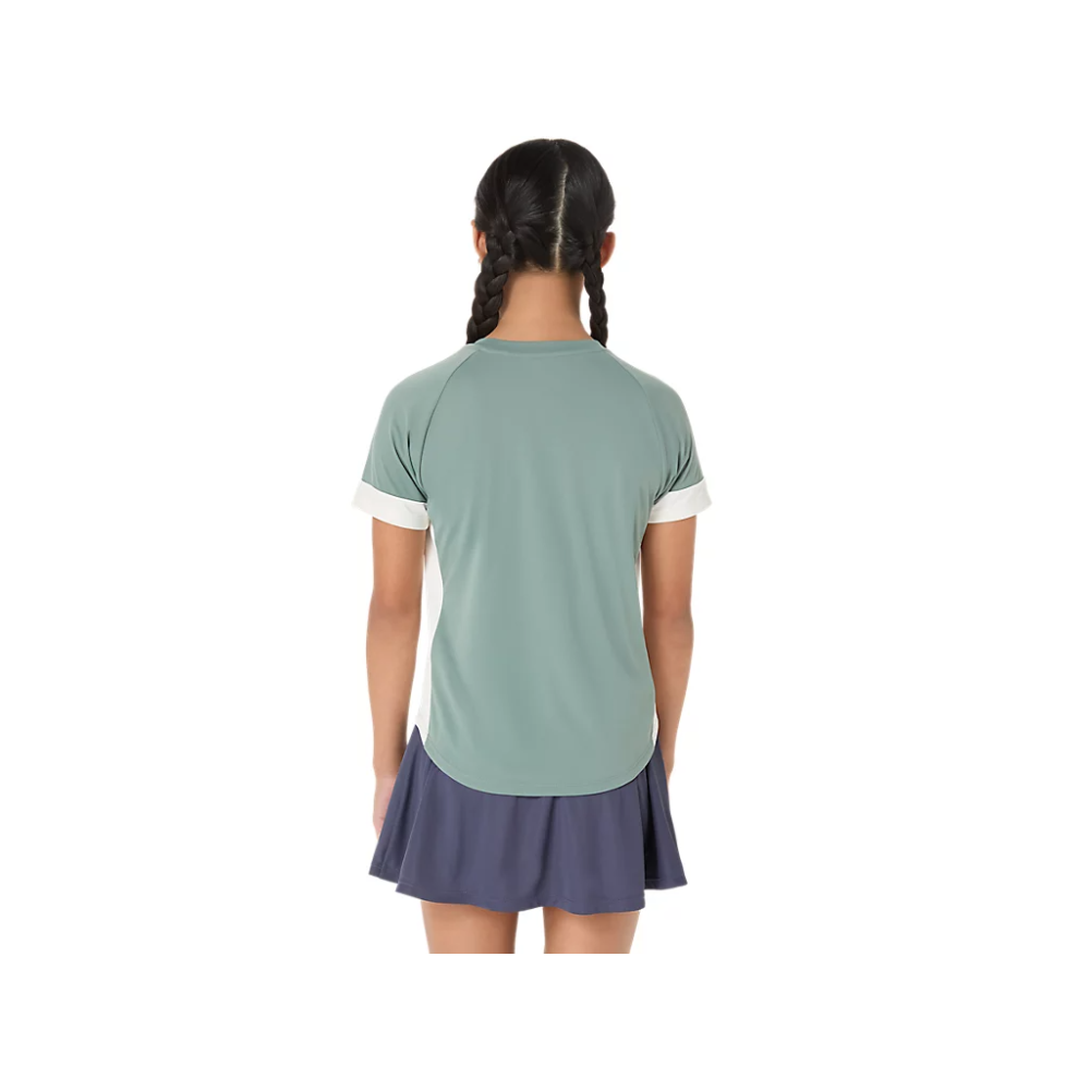 Футболка детская Asics GIRLS TENNIS SS TOP MONUMENT BLUE/CREAM 2044A045-400 Футболка детская Asics GIRLS TENNIS SS TOP MONUMENT BLUE/CREAM 2044A045-400