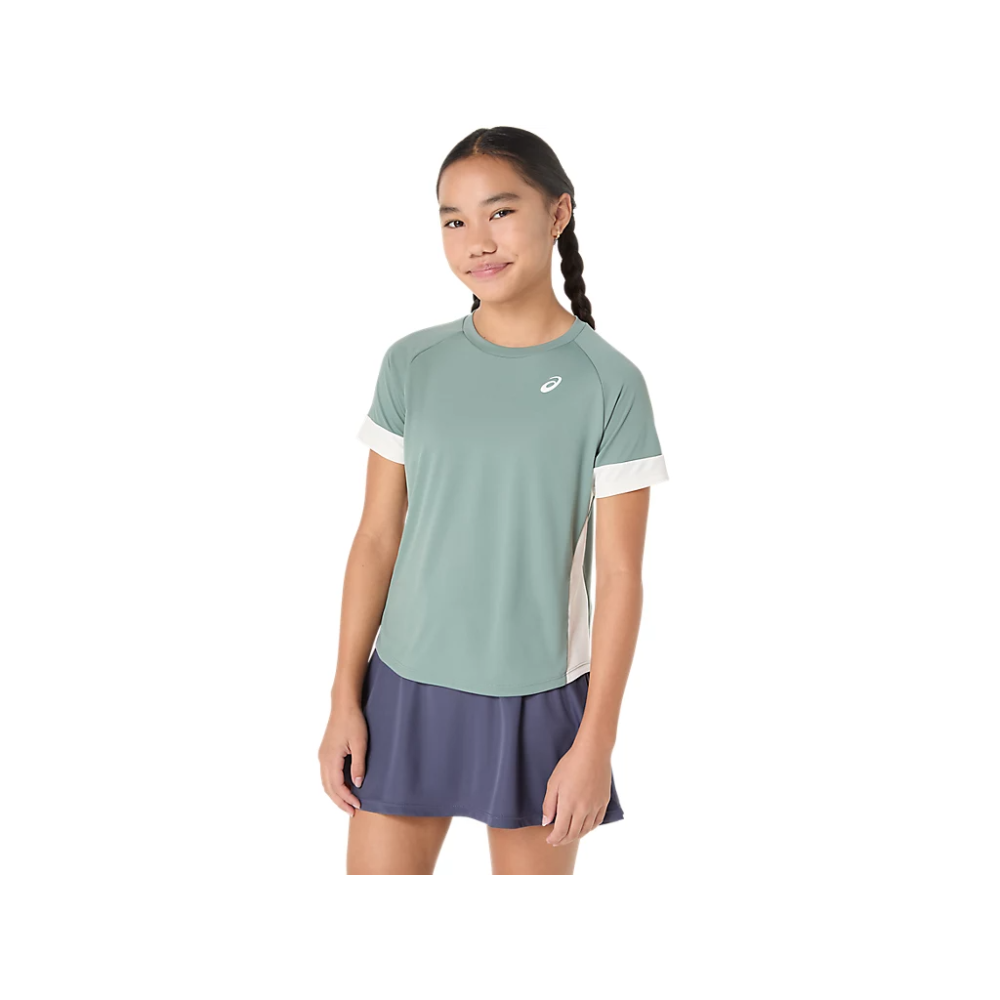 Футболка детская Asics GIRLS TENNIS SS TOP MONUMENT BLUE/CREAM 2044A045-400 Футболка детская Asics GIRLS TENNIS SS TOP MONUMENT BLUE/CREAM 2044A045-400