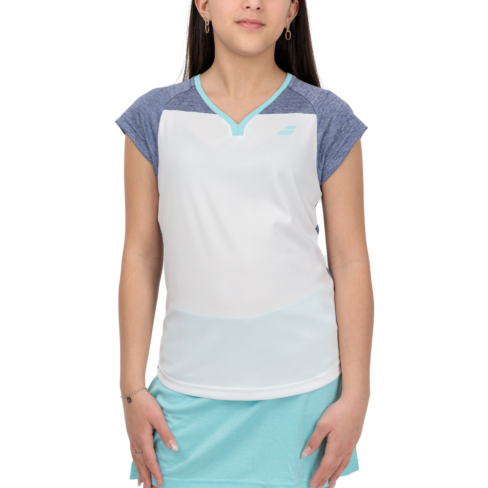 Футболка детская Babolat PLAY CAP SLEEVE TOP GIRL WHITE/BLUE HEATHER 3GTE011-1079 Футболка детская Babolat PLAY CAP SLEEVE TOP GIRL WHITE/BLUE HEATHER 3GTE011-1079