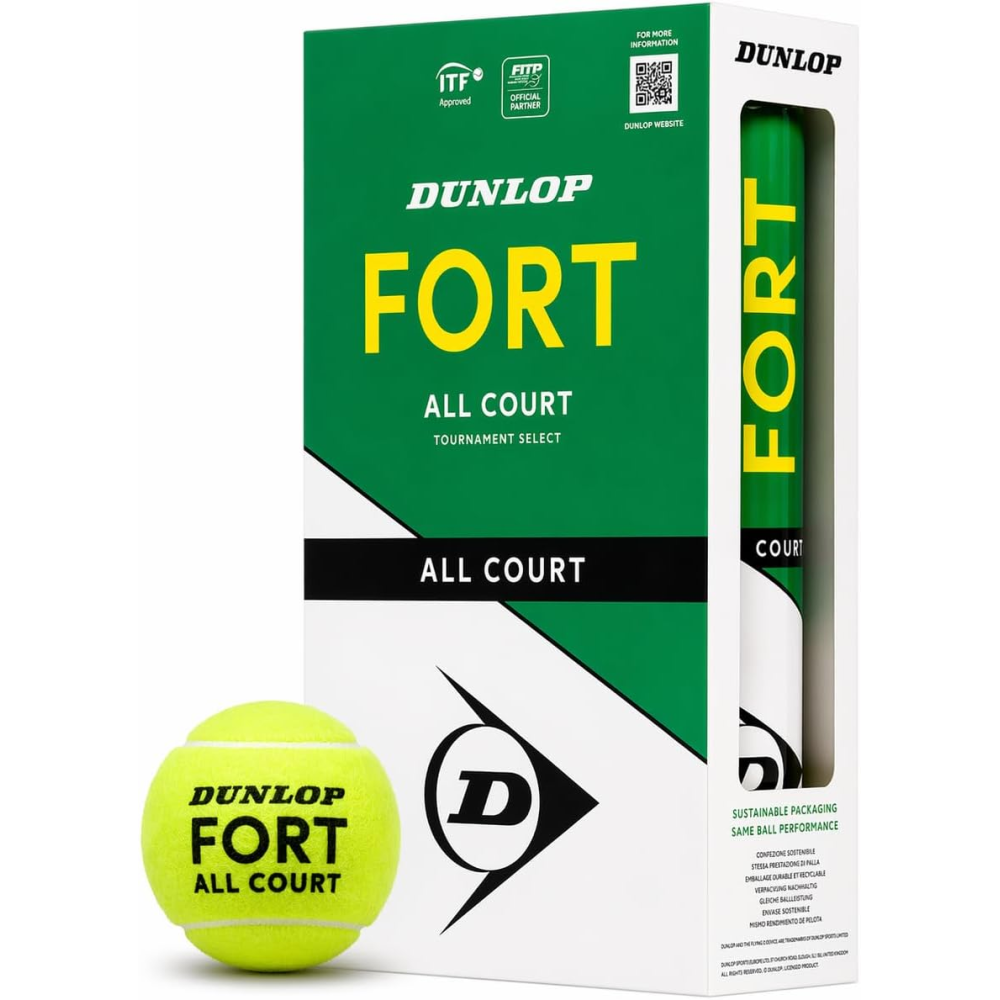М'ячі для тенісу Dunlop Fort TS 2х4 пластик банка 601607 М'ячі для тенісу Dunlop Fort TS 2х4 пластик банка 601607